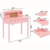 product-fancy-114e6779-13cc-4fa1-a18b-4f63bea240bb Modern 40-Inch Pink Writing Desk Featuring a Hutch And Five Drawers, Ideal for a for home Office Or As a Compact Vanity in The Bedroom