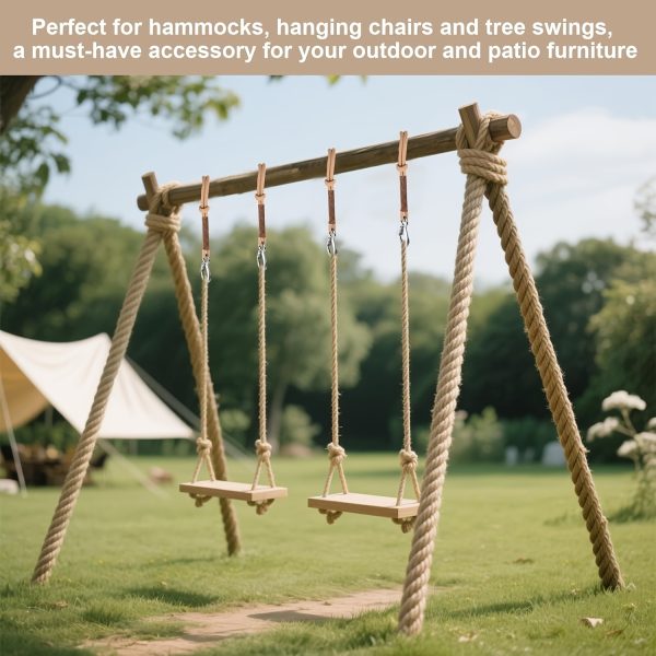 product-fancy-117fbf2a-9c11-4063-8e29-4411326fcf30 2pcs 23.62inch Hammock Hanging Ropes with Locking Carabiners, for Hanging Installation, Hammock Swing Hanging Ropes, Adjustable Ropes, Suitable for Swings and Hammocks
