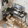 product-fancy-11ca7288-8869-4584-975a-c700f841b033 Executive Office Desk 63 Inches with Headphone Hooks, Modern Workstation for PC Laptop, Vanity Table, Craft Table, Office Furniture, Unique Color Matching Design, Computer Desk for Small Spaces, for home Office Workspace Gaming Desk with Metal Frame