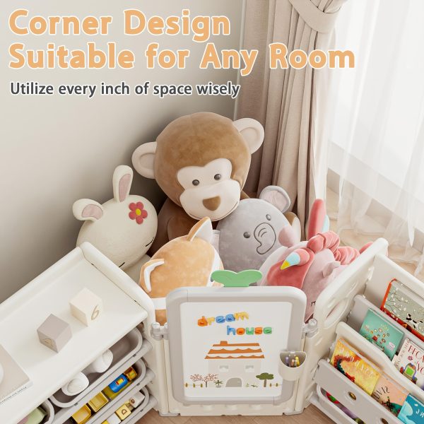 product-fancy-1221a786-955f-43de-ada8-f722cfc7c2bf A Versatile Storage Solution for Featuring 10 Detachable Bins And a 3-Tier Bookshelf, Serving As a Multifunctional Organizer with a Drawing Board, Perfect for a Bedroom, Playroom, Or Living Area