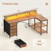 product-fancy-124926e5-1642-4374-9f07-690bce8cde10 L-Shaped Workstation Featuring Four Drawers, Storage Shelves, And LED Lighting, Suitable for a Home Office