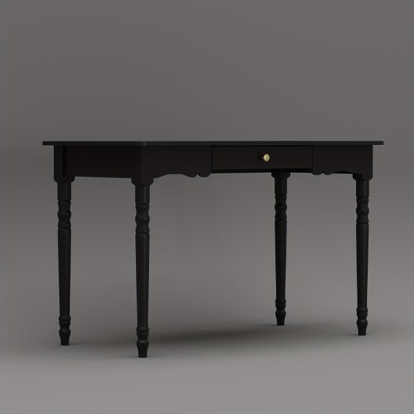 product-fancy-124f8536-677e-45ec-ae07-56e59b69fa83 47.2'' Classic Rubberwood Writing Desk with Artistic Legs And Storage Drawer, Modern Computer Desk Workstation with Spacious Desktop, Timeless Design for Home And Office, Black