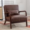 product-fancy-1254b5ab-70d0-4e64-9097-cc021cf23100 Mid-Century Modern Upholstered Accent Chair with Solid Wood Frame & Extra Pillow, Linen Lounge Reading Armchair for Game & Recreation Room Furniture