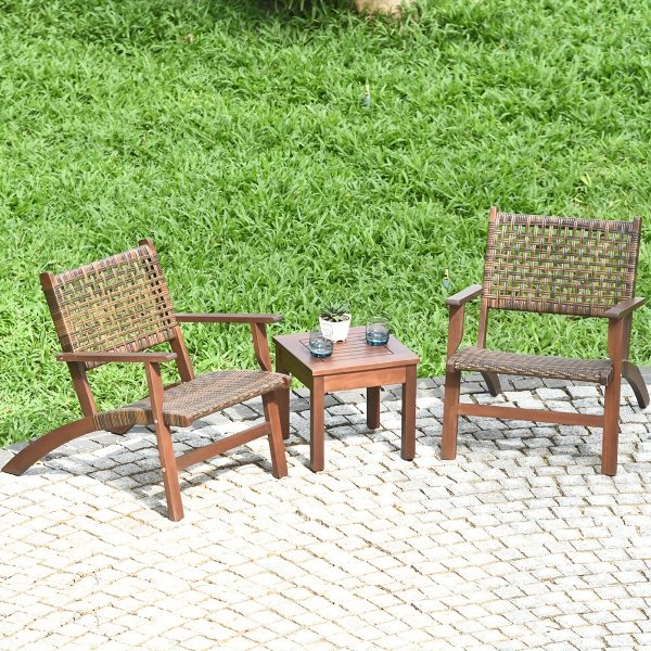 product-fancy-128252a0-b2f6-4549-9dae-441dbe88eae2 3pcs Outdoor Patio Rattan Furniture Set Solid Wood Frame Chair Coffee Table