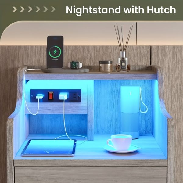[Halloween Christmas] Nightstand with Charging Post, Side Table with USB Port & Socket, End-Table with 3 Drawers & Storage Shelf, Heavy Duty Night Stand, Small Dresser for Small Spaces, School And Dormitory Storage, for Halloween And Christmas, Storage Drawer Units