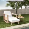 product-fancy-128846f1-4d96-4bf8-8fa9-840c22ae36e8 Patio Outdoor Chaise Lounge, Acacia Wood Chaise Lounge Chair with Lumbar Pillow, Adjustable Reclining Poolside Lounge Chair with Thick Padded Cushion, White