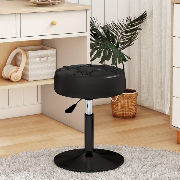 ACEQLYT Adjustable Vanity Stool, Faux Leather Vanity Chair For Makeup Room Bedroom, Round Makeup Chair Ottoman, Sturdy, Rust-Resistant And Easy To Assemble