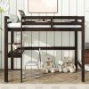 product-fancy-12de2268-1e02-4db7-874d-8e0a762f5edb BELLEMAVE Twin High Loft Bed, Rubber Wood Loft Bed with Safety Guardrail, Built-In Desk, Ladder, Espresso