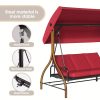 3 Person Patio Porch Swing Outdoor Converting Swing Glider Hammock with Adjustable Canopy, Cushions for Outside Backyard, Garden (Pillow Not Included)
