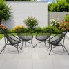 product-fancy-136c91aa-041b-4af2-92c4-e39504c9eb91 Set of 2/4/6 Acapulco Chairs for Outdoor Use, Contemporary Patio Furniture Collection, Woven Bistro Set Featuring a Metal Frame Suitable for Balconies, Lawns, Porches, And Gardens, in Black Color