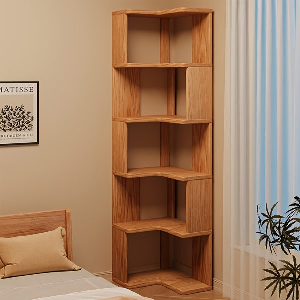 product-fancy-13708e8b-d76c-432f-b250-41b3e1d2a033 Full Solid Wood Corner Bookshelf, No Paint No Formaldehyde, Space-Saving Storage Shelf, 3/4/5 Tier Rustic Corner Bookcase, Stable Standing Bookcase for Bedroom Living Room Home Decor, Easy Assembly