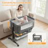 product-fancy-13c9f25d-b90c-4a1b-a256-942722e70cc5 3in 1 Baby Crib, Baby Bassinet Bedside, Bedside Crib for Baby, Adjustable Baby Bassinet with Wheels, Storage Basket, Mattress, Easy Assemble & Folding Portable Baby Cradle (Grey), Wt: 18.3 Lbs, Age: 6m+, Max Cap: 55 Lbs