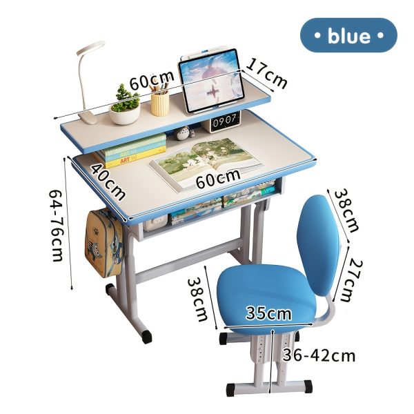 product-fancy-13e4d8ec-9e33-4459-ac96-c21ddc885365 Adjustable Kids Study Desk & Chair Set, Ergonomic Curved Back Spine Protection, Height Adjustable, Wipeable Desktop, Detachable Reading Stand, Eye-Caring LED Lamp, Multiple Colors, Ideal For 3-18 Years Old Kids Home School Study & Daily Use