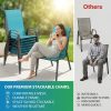 product-fancy-1407690e-4d31-4356-aacd-d08fc9de59f4 8/6pcs Patio Chairs, All Weather Textilene Fabric & Metal Frame, W/Armrests, Strenthened Iron Spacers, 330 LBS, Outdoor Chairs Set For Backyard, Poolside, Garden