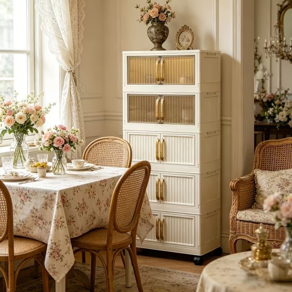 product-fancy-1421c155-0065-4acd-97a7-265adc58961b A Five-story Ultra-large Capacity Cream-style Storage Cabinet with Compartments! Equipped with Wheels for Mobility, It Can Store All Clutter In Bedrooms, Living Rooms, And Bathrooms