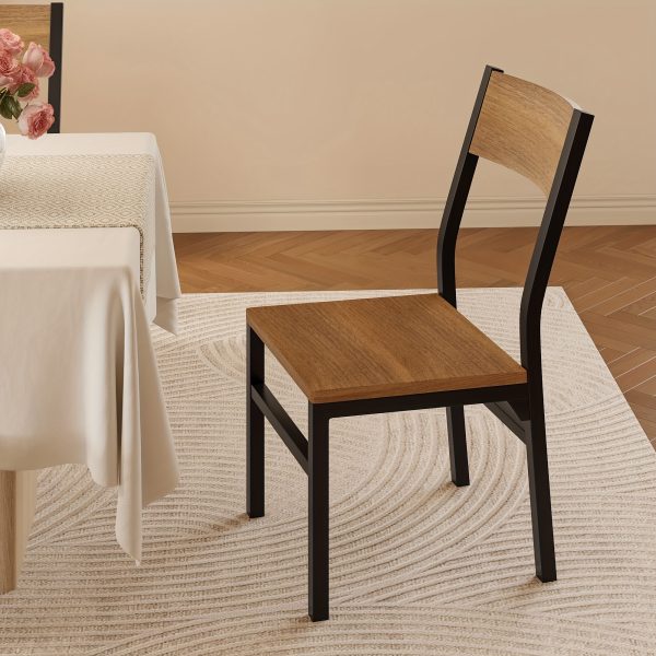 product-fancy-149d65d6-ad5c-4d41-8c2b-3dfcfd0434da 6pcs Modern Dining Chairs Modern Mid-Century Style Dining Room Decorative Chairs, Comfortable Side Seats Without Armrests, MDF Wood Planks with Metal Legs Design, Suitable for Home Kitchen, Bedroom, Living Room, Guest Dining Room
