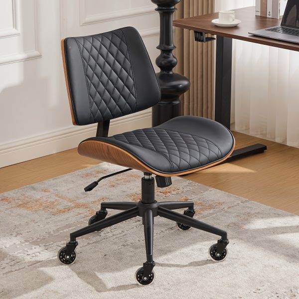 product-fancy-14aaaf90-dac5-4da3-9803-a983886a81a6 Armless Home Office Executive Chair, Desk Chair with Low Back Lumbar Support, Ergonomic Computer Desk Chair with 360° Swivel Wheels for Adult Work And Study, Black/Beige/Brown