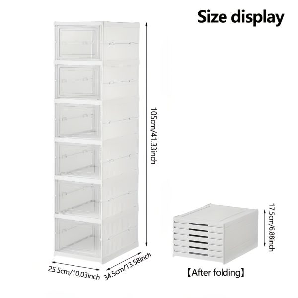 product-fancy-14c5e9c9-95a5-4621-a2f0-60885d0da69a 6-Layer Foldable Shoe Cabinet with Transparent Doors & Dustproof Lid - Large Capacity Space-Saving Plastic Storage Box Suitable for Entryway, Hallway, Shoe Rack, No Assembly Required, -Standing Design for Use