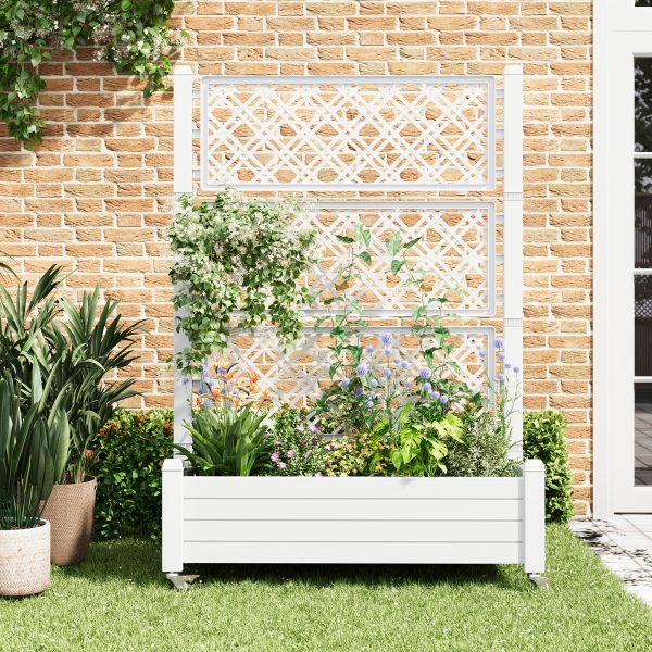 Privacy Planters with Trellises, Raised Flower Bed Privacy Screens with Drainage Holes, Outdoor Planters for Climbing Plants, Suitable for Patios, Gardens, And Courtyards, Outdoor Privacy Screens, Freestanding Decorative Fence Panels