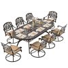 product-fancy-14d160e6-d95d-42fa-b50b-06f765b6b318 9pcs Cast Aluminum Patio Furniture, Outdoor Dining Sets for 8 Include 87" Oval Patio Dining Table And 8 Chairs with Cushions & Umbrella Hole (Bronze)
