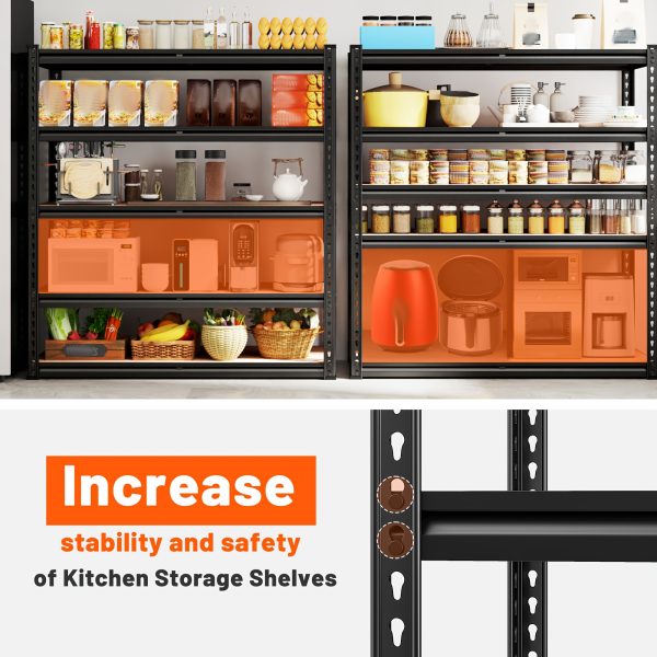 [Heavy Duty Shelving] 72''H Kitchen Standing Rack/Standing Baker'S Rack 2000LBS Garage Shelving 72"H X35.5"W X15.8"D Storage Shelves Heavy Duty Shelving 5 Tier Metal Shelves For Garage Shelves, Adjustable Shelving Unit For Kitchen Basement Pantry Utility Rack Shelf