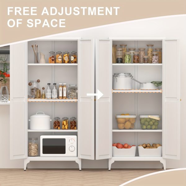product-fancy-154a0155-668e-444f-96f0-e0e71d74c1c2 Metal Storage Cabinet, Metal Kitchen Pantry Cabinet, Food Pantry Storage Cabinets With Doors And Shelves, Large Steel Storage Cabient For Dinning Room, Laundry Room, White/Black
