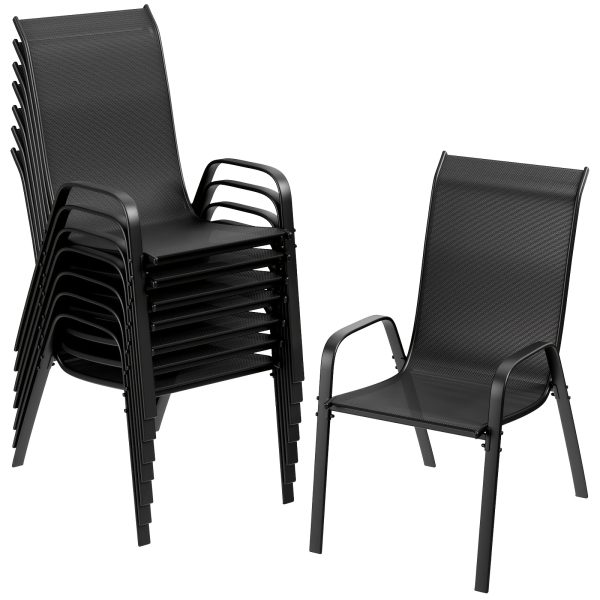 product-fancy-15804953-e987-4bf6-a58a-50a1a4e613b7 8/6pcs Patio Chairs, All Weather Textilene Fabric & Metal Frame, W/Armrests, Strenthened Iron Spacers, 330 LBS, Outdoor Chairs Set For Backyard, Poolside, Garden
