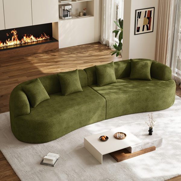 Moedrn Oversized Boneless Curved Sofa 68.5" / 106.5"/ 130.7" Sectional Sofa Couch Comfy Luxury Plush Chenille Floor Sofa Memory Foam Couches For Living Room, Apartment, Office, Guestroom