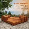 [Modular Sofa Bed] 107.8 Inch Corduroy Modular Sofa Bed - Convertible King Bed Suitable for Patio, Balcony & Beach House, No Assembly Required Outdoor Couch with Foam Frame, High-Density Foam Cushioning, Luxury for -Weather Living Room Furniture