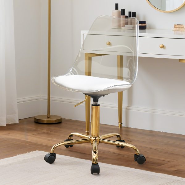 product-fancy-15bd007d-d90c-49ff-b8ea-f6b85f049941 Transparent Acrylic Office Chair, Contemporary Acrylic Chairs for Home Use with Wheels, Armless Swivel Vanity Rolling Chair Suitable for Office And Home
