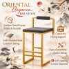 product-fancy-15c027a7-1cf1-403c-9f0a-7036a1b2b49f Set Of 2 Modern Oriental Style Bar Stools, Velvet Upholstered Counter Height Chairs with Backrest & Footrest, Golden Metal Frame Kitchen Island Dining Stools, Multi-Color & Multi-Finish New Asian Aesthetic