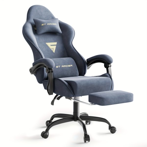 product-fancy-15cf8824-44dc-41c4-a97d-01ba2446e2a9 Velvet Fabric Ergonomic Gaming Chair with Footrest And Massage, Reclining Computer Gamer Chair for Adult And Teens, Racing Style PC Home Office Video Game Chair