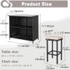 3pcs Outdoor Wicker Patio Bar Set with Hidden Storage Shelf, Brown Glass Top Table with Two Matching Stools and Comfortable Cushions for Backyard, Garden, Poolside and Patio