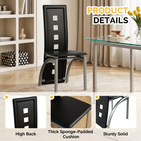 product-fancy-160f585e-6959-4e63-824e-3e4604a00da0 4pcs Hollow Decoration PU Leather Dining Chair Black