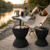 [All-Weather Resin Table] Outdoor Ice Bucket Side Table with Storage Shelf, All-Weather Heavy-Duty Resin Patio Cooler Table, Round Easy-Clean End Table for Pool, Garden And Balcony