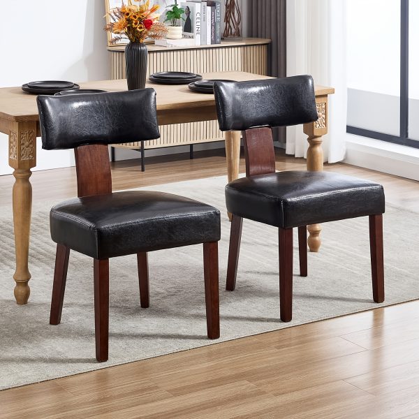DMKAI Set Of 2 Farmhouse Rustic Dining Chairs - White Upholstered Low-Back Backrest, Natural Wood Frame with Hand-Carved Accents, Sturdy Tapered Legs for Dining Room & Kitchen