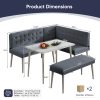 product-fancy-164459fd-af61-4000-9ff5-81ad4c8c8a16 3pcs L-Shaped Dining Nook Set with Bench, Modern Space-Saving Corner Breakfast Nook with Tufted Sofa And Marble-Look Table for Small Kitchens