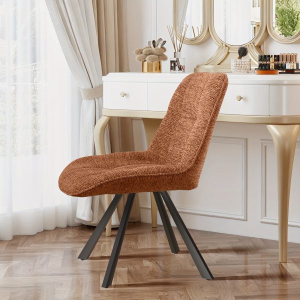 product-fancy-1649ac2d-8f8d-45b0-b05f-a9385e981aa7 Vintage Swivel Accent Chair with 180-Degree Rotation, Cushioned Seat - Armless Vanity/Side Chair for Dressing Table, Bedside or Home Office - Easy Assembly, White/Blue/Brown (Black Frame, Non-Wood) - Ideal for Small Spaces & Reading Nook)