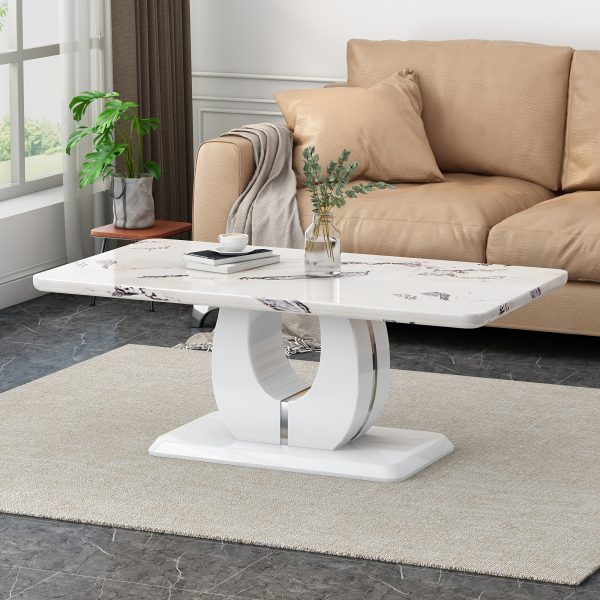 product-fancy-1675a453-21ec-4918-93a8-80af0771f485 Contemporary Minimalist Rectangular Coffee Table Featuring a White Faux Marble Design, a Spacious And Adaptable Piece for The Living Room, Perfect As a Central Tea Table Or Accent Furniture, Ideal for Various Settings, And Easy to Assemble