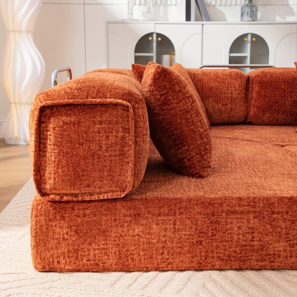 product-fancy-1678972b-e9d4-43aa-8205-2e8bd707d536 KERDOM Chenille Oversized Sleeper Sofa Couch, 170 Inches Extra Long Convertible 3-4 Person Pull-Out Sofa Bed, Sectional Convertible Corner Sofa, Combination Spliced Block Sofa Side Table