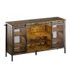 Wine Cabinet for Apartment Dormitory A 55-inch-long, 32-inch-high Farmhouse-style Bar Cabinet Featuring A Wine Rack, Glass Rack, And Storage Space On Both Sides; Finished In A Brown, Natural Wood Tone; Perfect for Use As A Sideboard In The Living