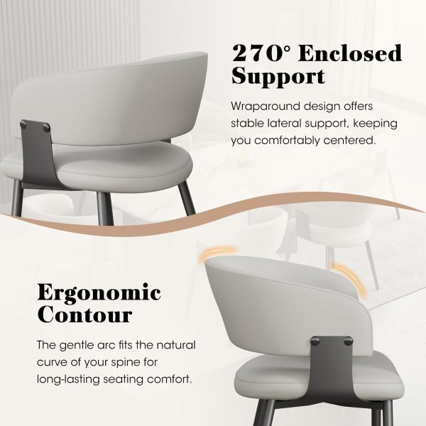 product-fancy-1681f110-d34e-42fe-8efd-f07698034507 Modern Dining Chairs Set (2pcs), Faux Leather Upholstered Kitchen Chairs, Curved Back, Metal Legs, Mid Century Style, Suitable for Dining Room And Kitchen