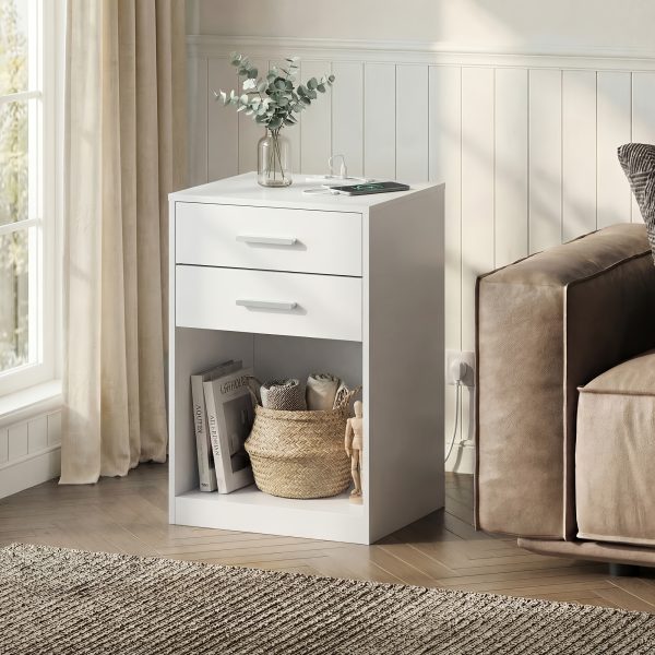product-fancy-16bfcfb5-a4dc-472d-87e2-658b98ff8f05 Nightstands Set Of 2, White Night Stand With Charging Station & Drawers, Night Stands For Bedroomsy For Hallway & Living Room