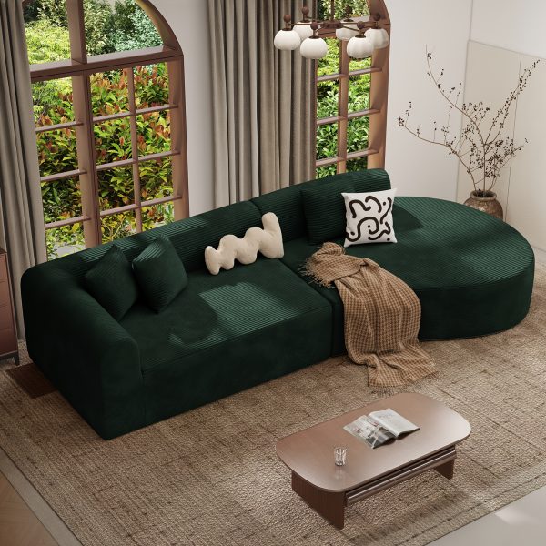 product-fancy-16c1a91a-93c5-4db7-884b-8e74a4e8f1a3 116" Curved Sofa with Throw Pillows, 4-Seater Luxury Chenille Fabric with Fully Assembled Long Lounge Sofa, Living Room Curved Sectional Sofa Chaise Lounge
