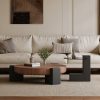 2pcs Set of Modern Round Wood Coffee Table with Geometric Leg Design