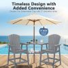 Embossed Balcony Chair, Tall Adirondack Chair Set Of 2 Outdoor Adirondack Barstools with Connecting Tray, High Airondack Chair with Wood Grain, Christmas & Halloween