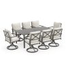 9pcs Outdoor Dining Arrangement - Patio Set for 8 People. Comes with 1 Rectangular Table And 8 Swivel Chairs with Cushions, Suitable for Lawn And Garden