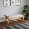 product-fancy-17164d1c-b5e4-46b9-bea5-9d542bffb0cc 1pc 51Inch End of Bed Bench | Solid Wood Frame, Fabric Upholstered Ottoman Bench for Entryway, Bedroom, Hallway, Living Room, Modern Style