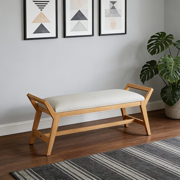 product-fancy-17164d1c-b5e4-46b9-bea5-9d542bffb0cc 1pc 51Inch End of Bed Bench | Solid Wood Frame, Fabric Upholstered Ottoman Bench for Entryway, Bedroom, Hallway, Living Room, Modern Style