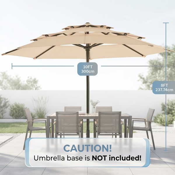 product-fancy-175d769b-189b-4870-bcfe-52434595d5dc 10Ft 3 Tiers Market Umbrella Patio Umbrella Outdoor Table Umbrella With Ventilation, Outdoor Umbrella For Patio, Pool Umbrella, Polyester Canopy, Suitable For Patio, Pool, Garden, Backyard, Deck, Base Not Include, Father'S Day Gift